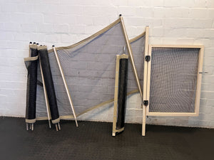 Foldable Black Mesh Screen with Wooden Frame for Patio Use - 2ndhandwarehouse.com