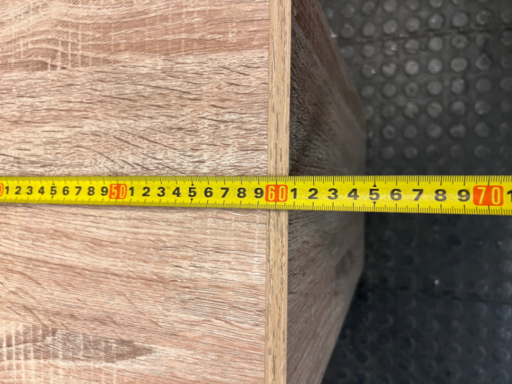 Four-Cube Oak Finish Mini Shelf Cabinet — Fair Condition with General Wear