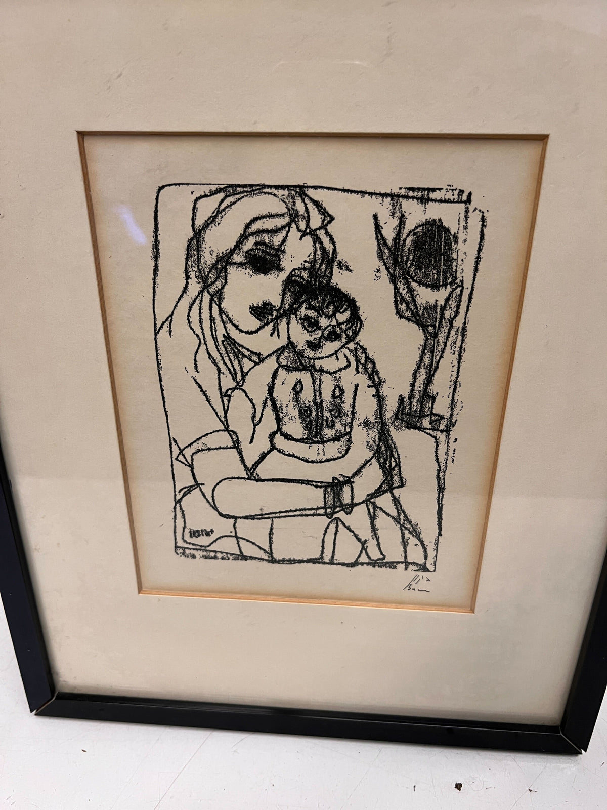 Framed Abstract Art Print Featuring Woman and Child 30 x 37cm - 2ndhandwarehouse.com