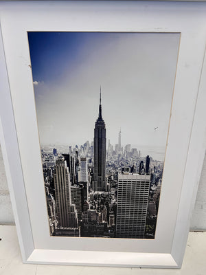 Framed Black and White Empire State Building Print - Damage - No Glass - 2ndhandwarehouse.com