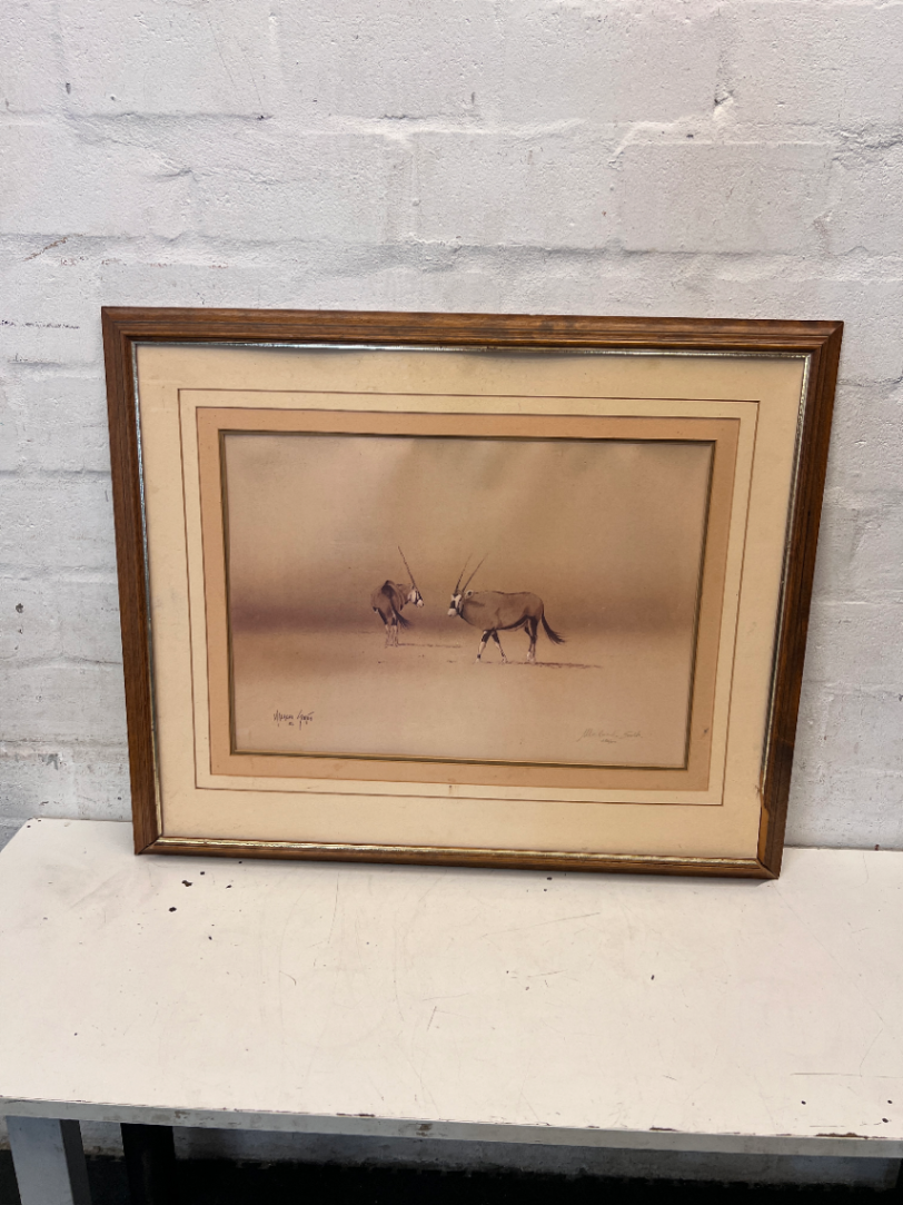 Framed Gemsbok Wildlife Painting — Good Condition - 2ndhandwarehouse.com