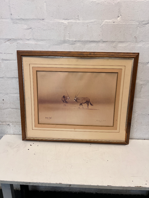Framed Gemsbok Wildlife Painting — Good Condition - 2ndhandwarehouse.com