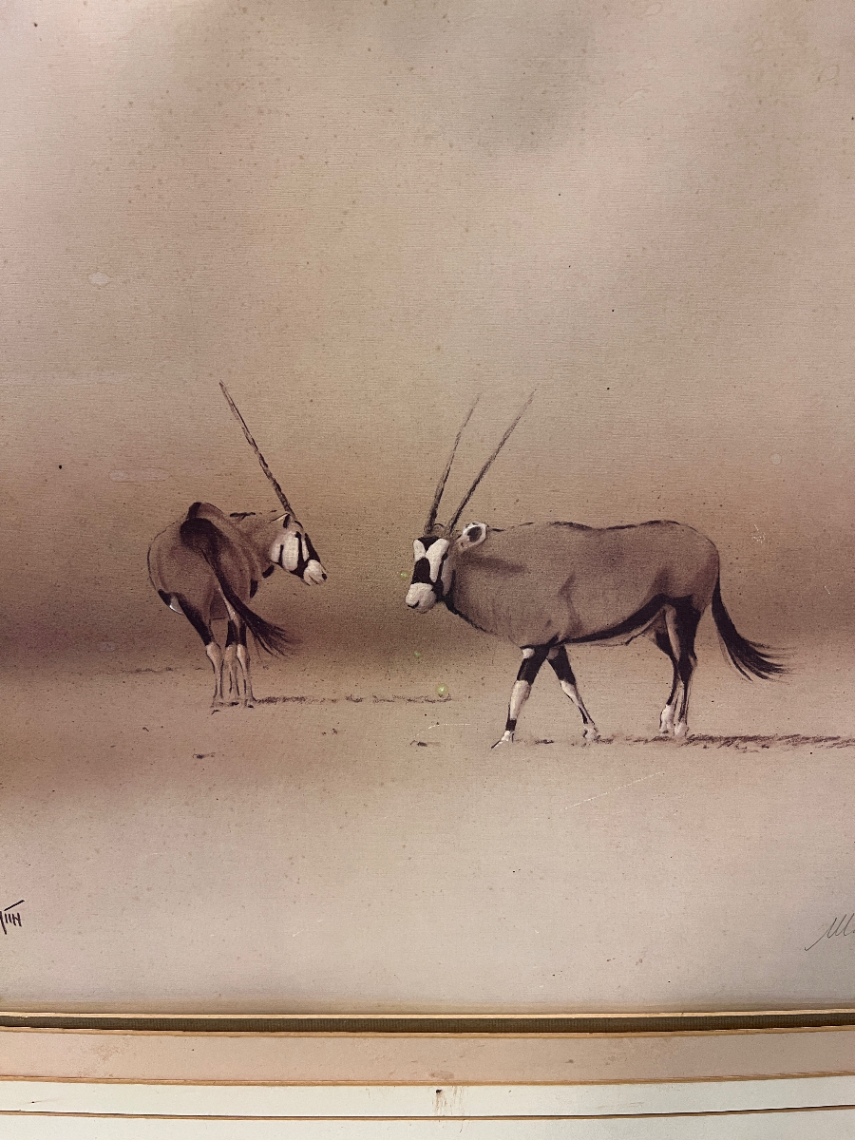 Framed Gemsbok Wildlife Painting — Good Condition - 2ndhandwarehouse.com