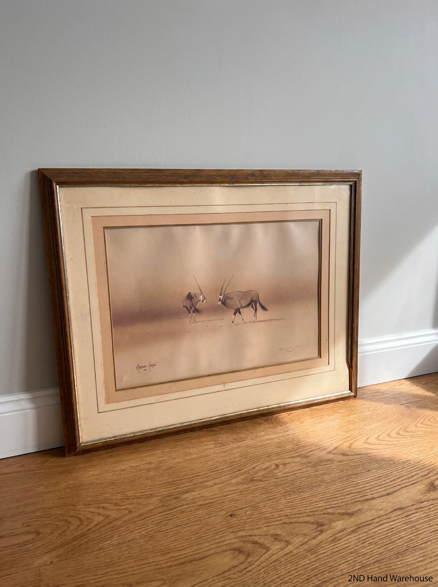 Framed Gemsbok Wildlife Painting — Good Condition - 2ndhandwarehouse.com