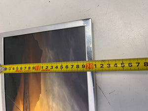 Framed Sunset Photo with Minor Damage – Cracked Glass - 2ndhandwarehouse.com