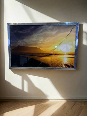 Framed Sunset Photo with Minor Damage – Cracked Glass - 2ndhandwarehouse.com