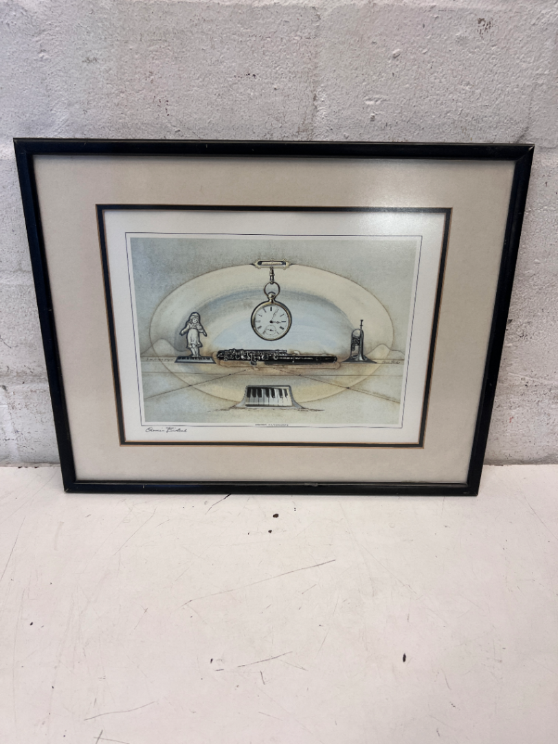 Framed Surrealist Musical Illustration Artwork - 2ndhandwarehouse.com
