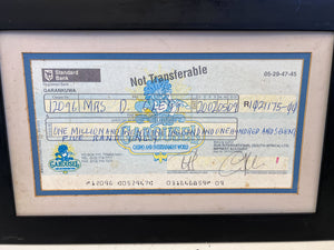 Framed Vintage Casino Cheque - Unique Wall Art Décor
