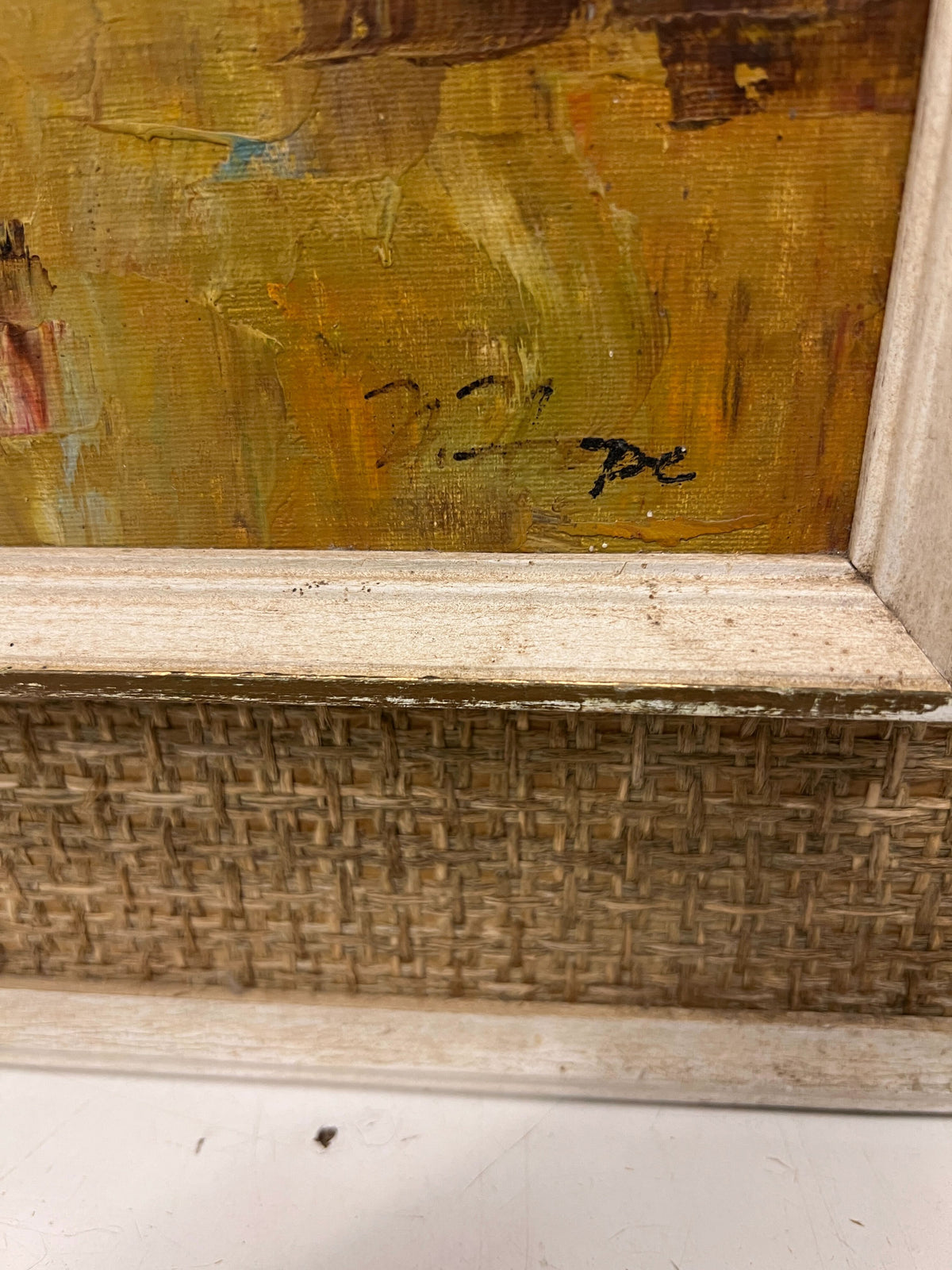 Framed Vintage Oil Painting of Street Scene – Charming Wall Décor