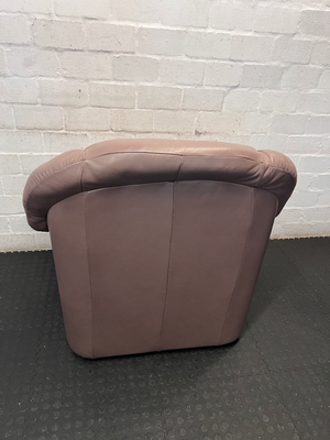 Genuine Leather 1 Seater Couch in Taupe - Well Used Condition - 2ndhandwarehouse.com