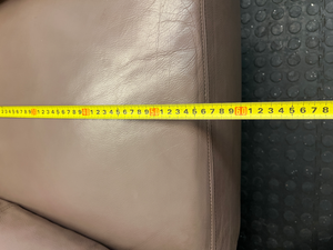 Genuine Leather 1 Seater Couch in Taupe - Well Used Condition - 2ndhandwarehouse.com