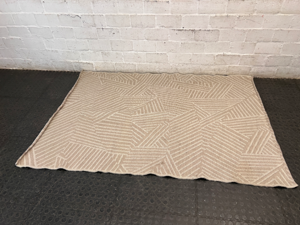 Geometric Pattern Woven Area Rug in Neutral Beige