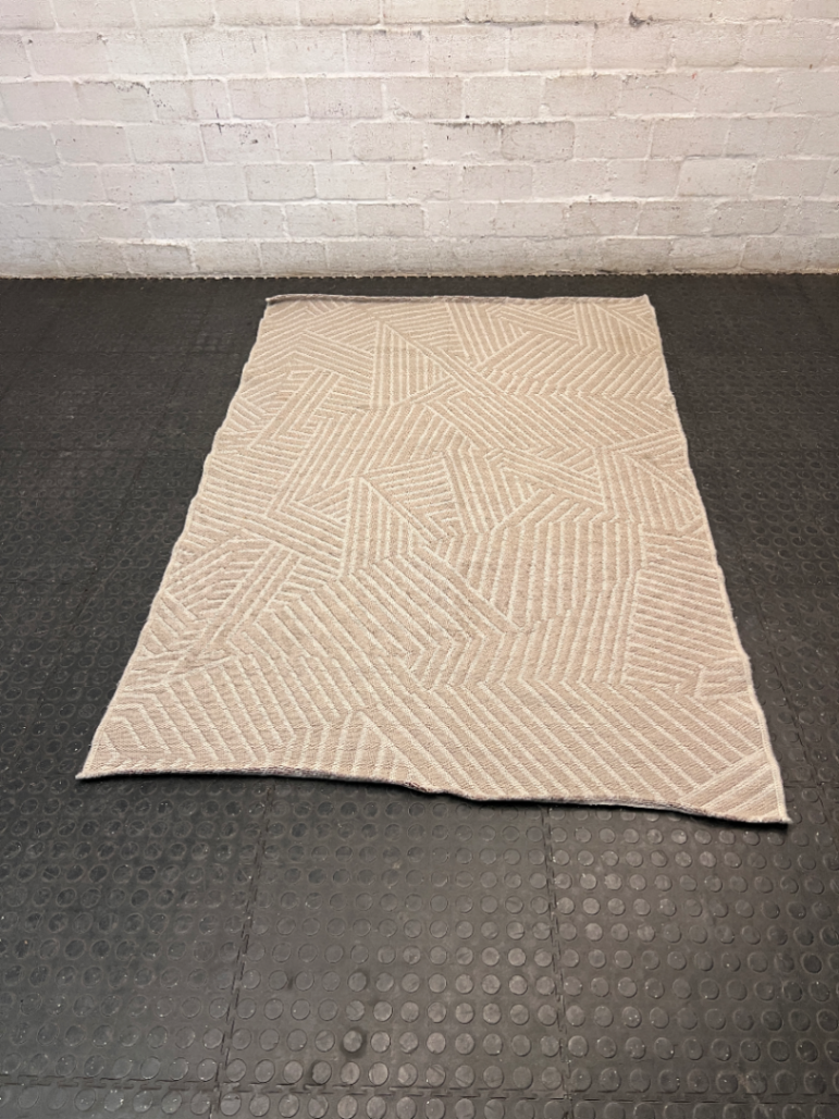 Geometric Pattern Woven Area Rug in Neutral Beige