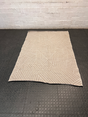 Geometric Pattern Woven Area Rug in Neutral Beige