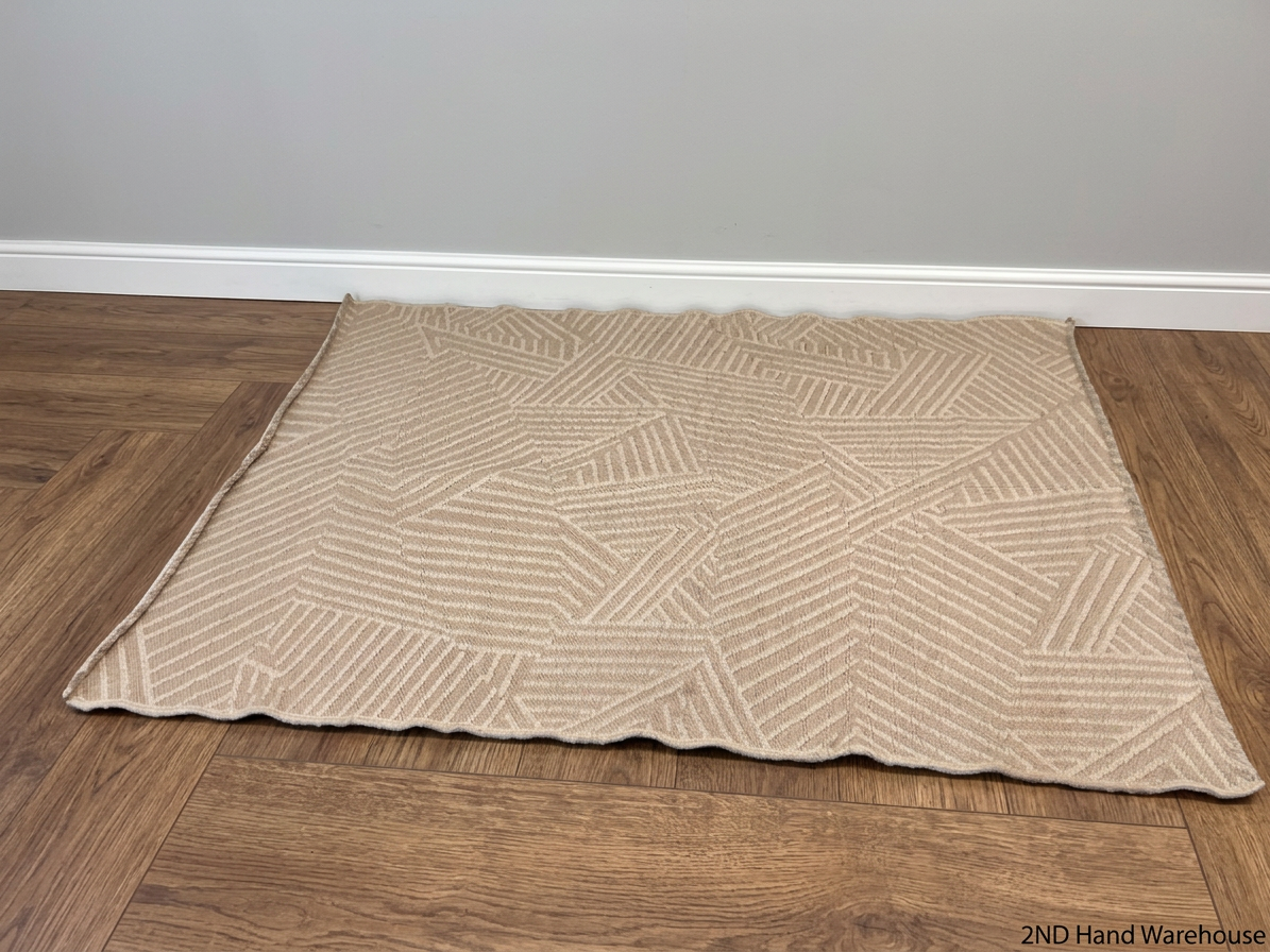 Geometric Pattern Woven Area Rug in Neutral Beige