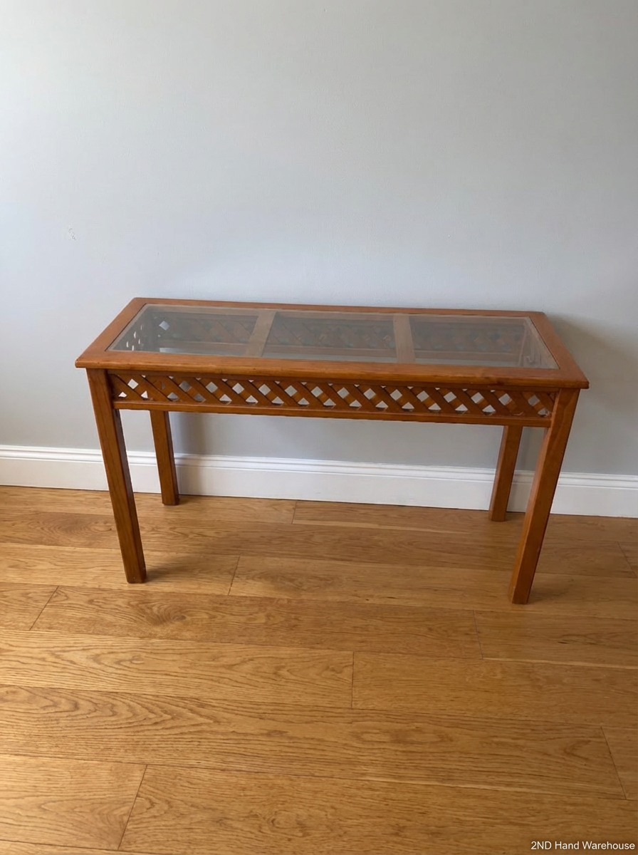 Glass Top Side Server with Lattice Detail - Excellent Condition