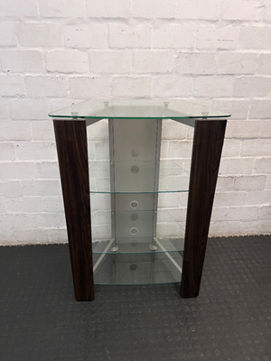Glass and Steel Display Unit - Minor Damage to Veneer - 2ndhandwarehouse.com