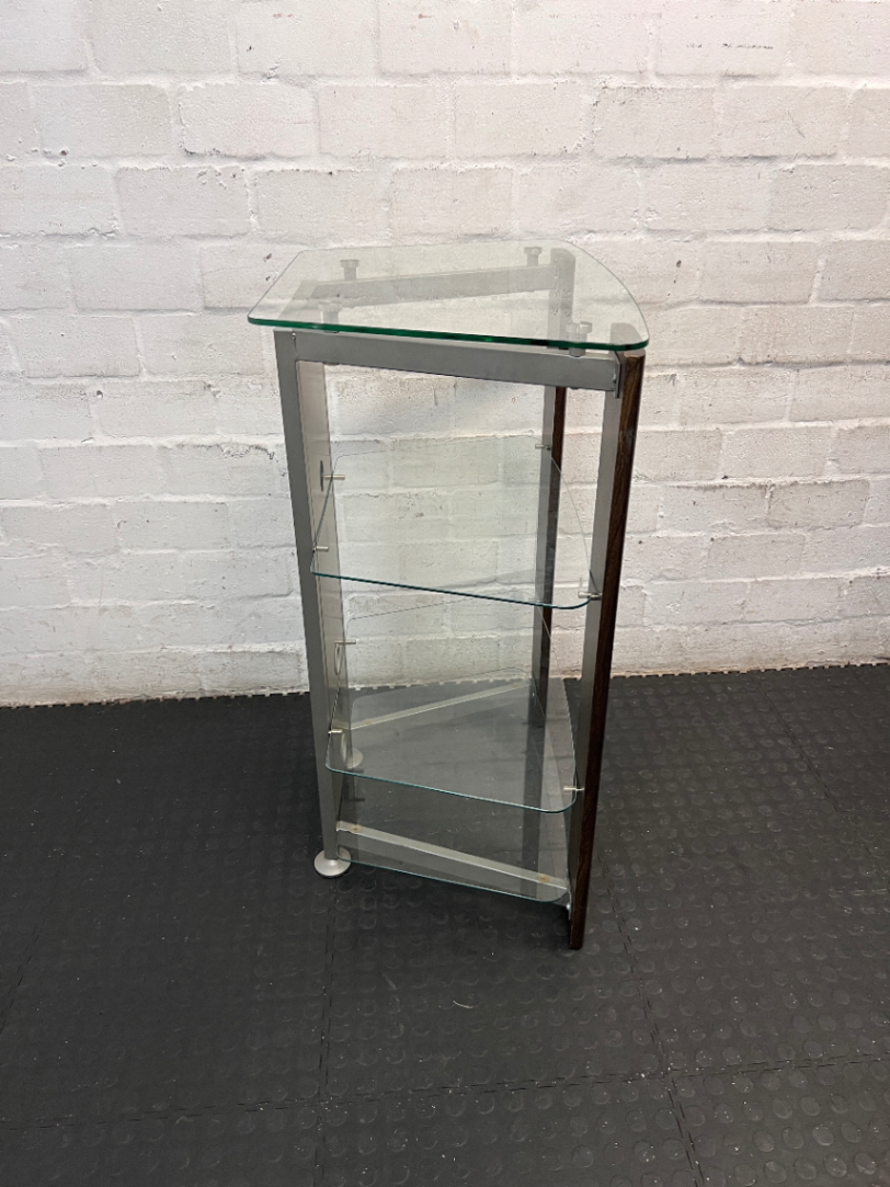 Glass and Steel Display Unit - Minor Damage to Veneer - 2ndhandwarehouse.com