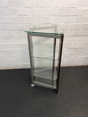 Glass and Steel Display Unit - Minor Damage to Veneer - 2ndhandwarehouse.com