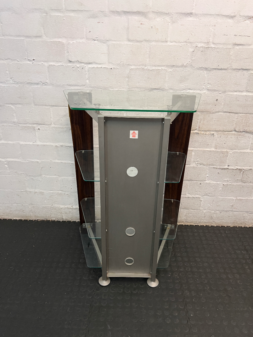 Glass and Steel Display Unit - Minor Damage to Veneer - 2ndhandwarehouse.com