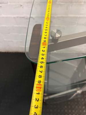 Glass and Steel Display Unit - Minor Damage to Veneer - 2ndhandwarehouse.com