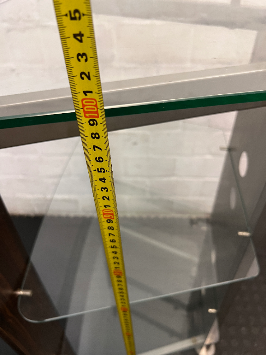 Glass and Steel Display Unit - Minor Damage to Veneer - 2ndhandwarehouse.com