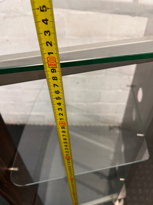Glass and Steel Display Unit - Minor Damage to Veneer - 2ndhandwarehouse.com