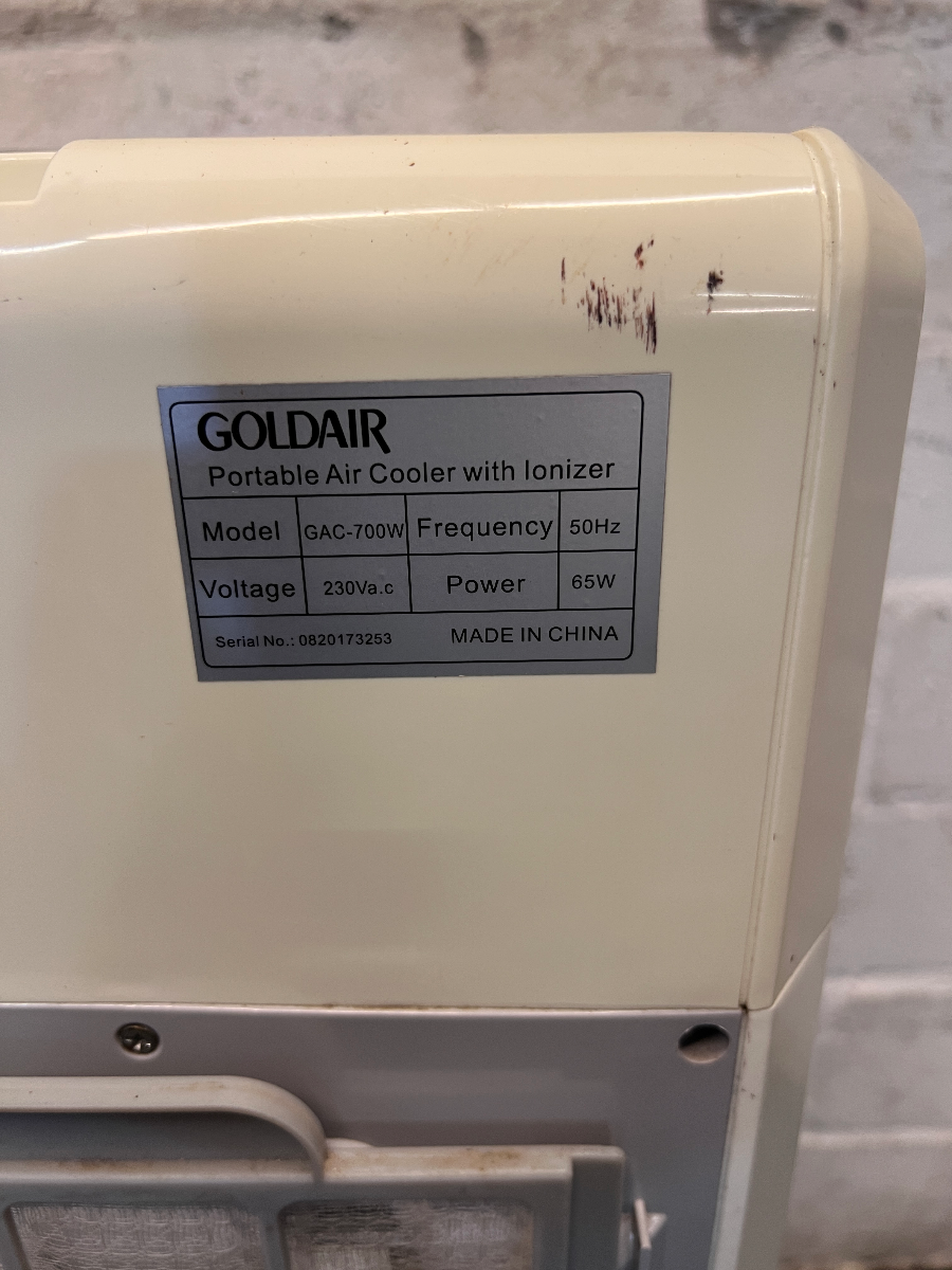 Goldair Portable Air Cooler - Fair Condition, Dusty - 2ndhandwarehouse.com