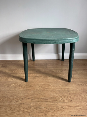Green Moulded Plastic Outdoor Garden Table — Fair Condition with Surface Wear - 2ndhandwarehouse.com