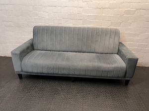 Grey Channel-Stitched Sleeper Couch — Good Working Order