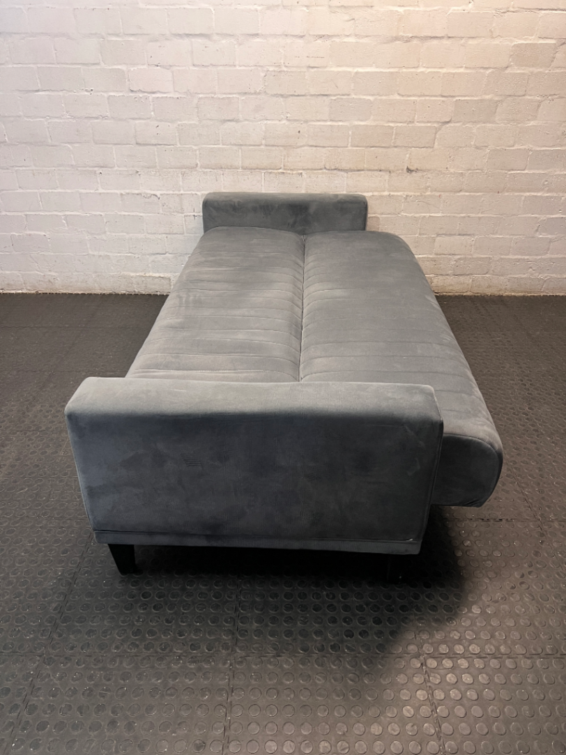 Grey Channel-Stitched Sleeper Couch — Good Working Order