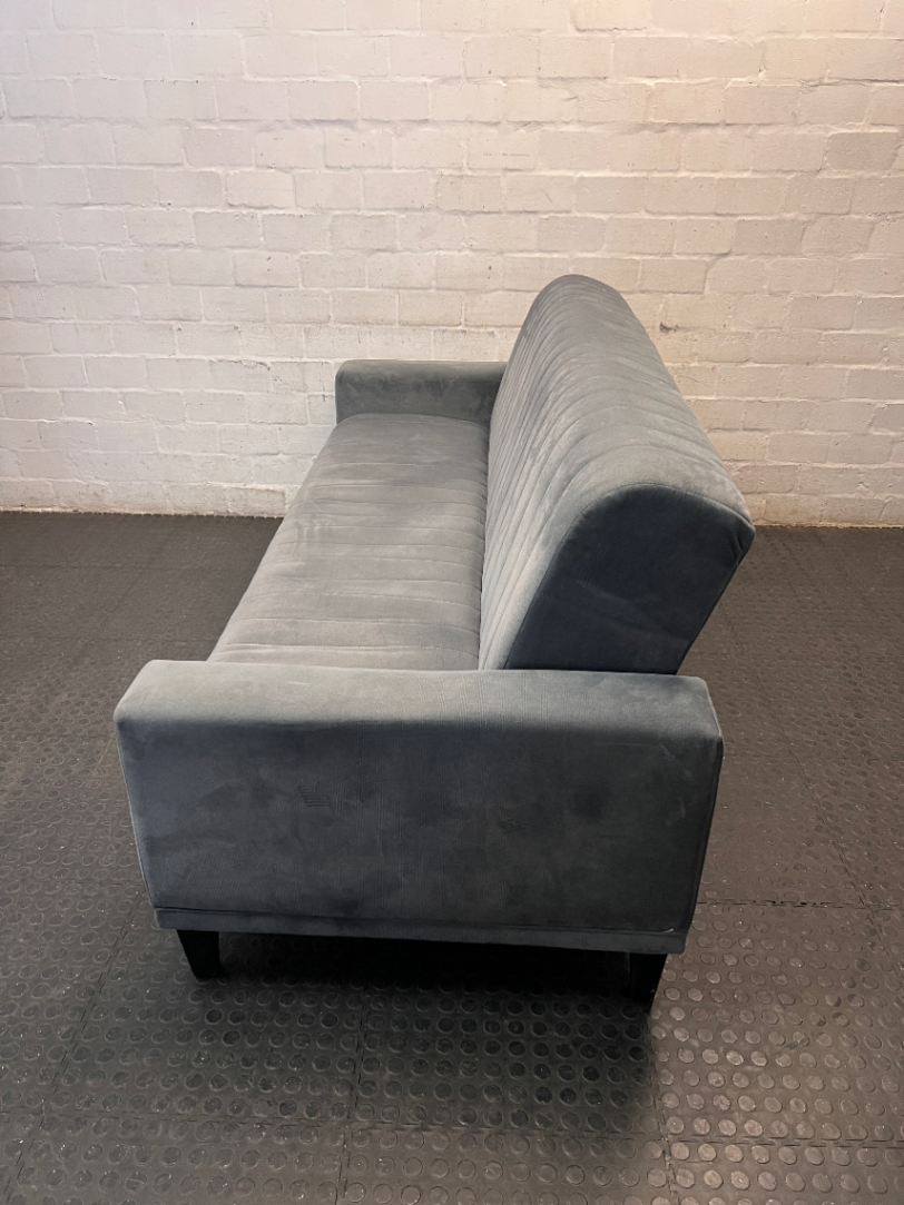 Grey Channel-Stitched Sleeper Couch — Good Working Order