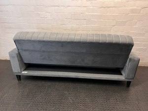 Grey Channel-Stitched Sleeper Couch — Good Working Order