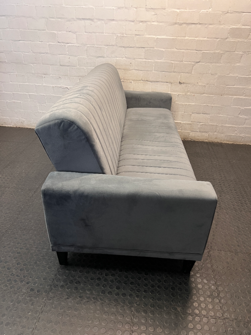 Grey Channel-Stitched Sleeper Couch — Good Working Order