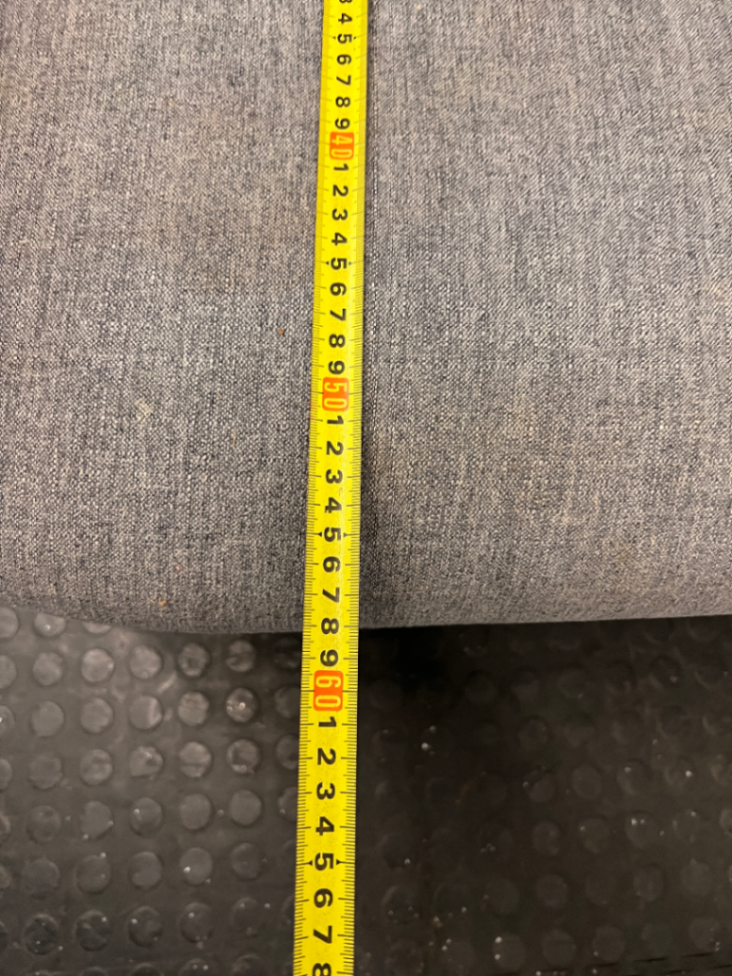 Grey Cotton Upholstered 1 Seater Couch — Missing One Leg and Damaged Support