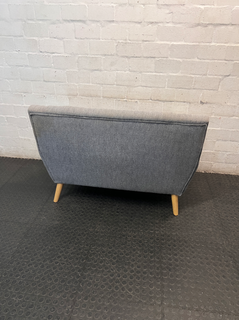 Grey Fabric 2 Seater Couch with Button Detail — Good Working Order