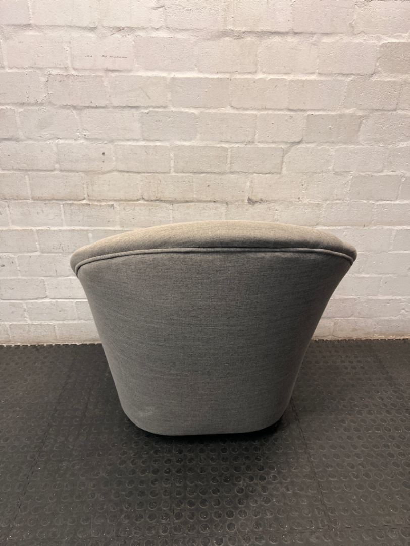 Grey Fabric Arched Armchair — Fair Condition with Visible Wear