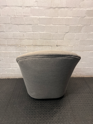 Grey Fabric Arched Armchair — Fair Condition with Visible Wear