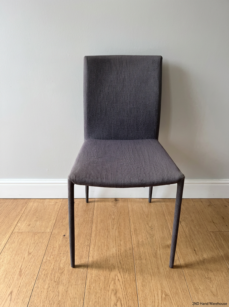 Grey Fabric Dining Chair with Slim Metal Legs - Well Used Condition - 2ndhandwarehouse.com