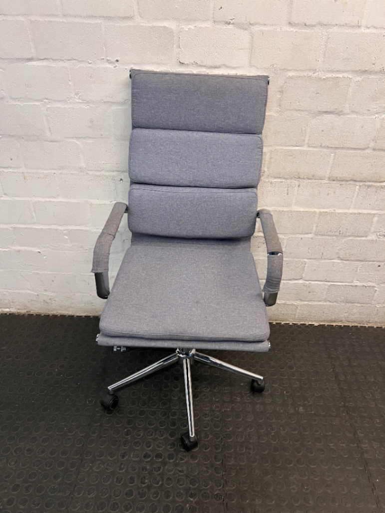 Grey Fabric High-Back Executive Office Chair — Well Used Condition