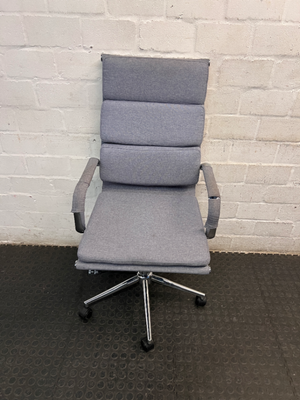 Grey Fabric High-Back Executive Office Chair — Well Used Condition