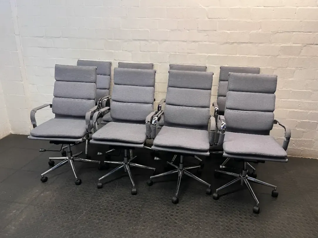 Grey Fabric High-Back Executive Office Chair — Well Used Condition