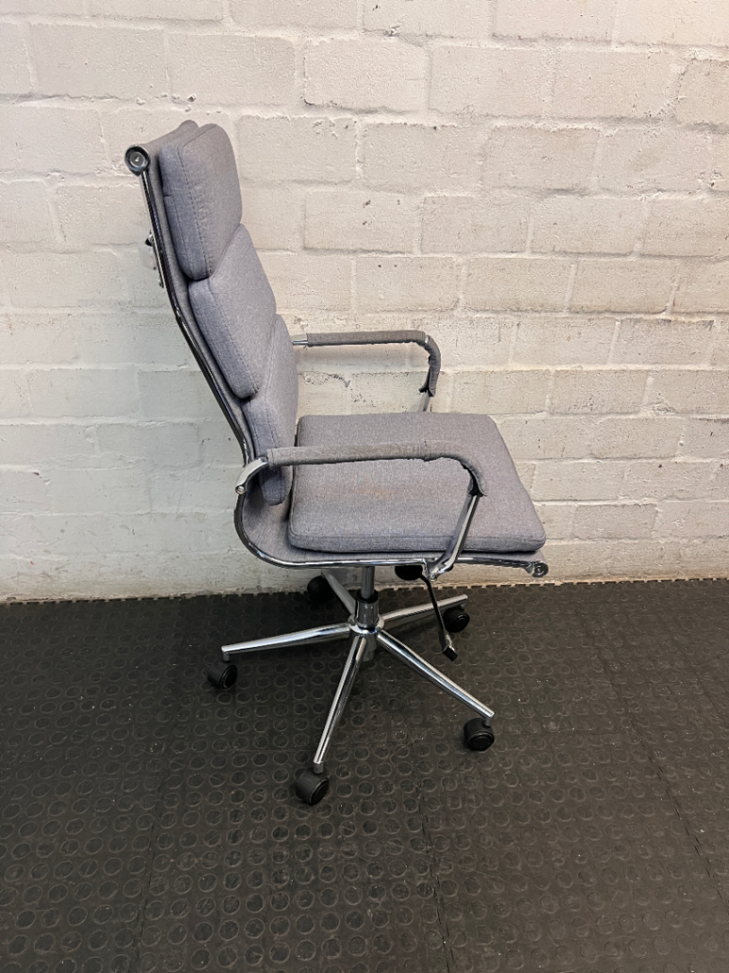Grey Fabric High-Back Executive Office Chair — Well Used Condition