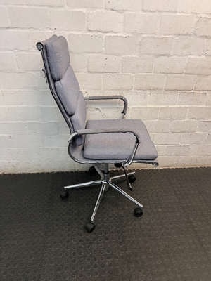 Grey Fabric High-Back Executive Office Chair — Well Used Condition
