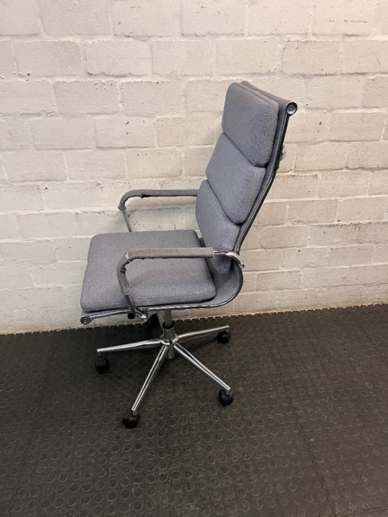 Grey Fabric High-Back Executive Office Chair — Well Used Condition