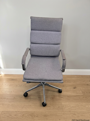 Grey Fabric High-Back Executive Office Chair — Well Used Condition