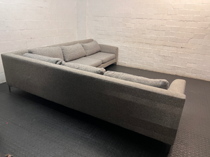 Grey Fabric L-Shape Corner Couch — Very Good Condition - 2ndhandwarehouse.com