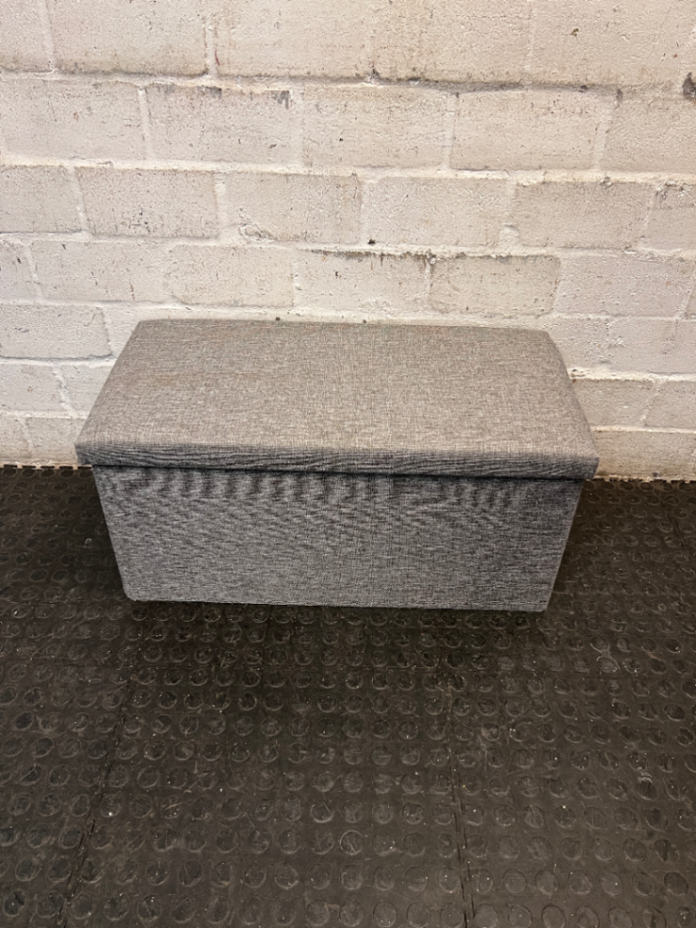 Grey Fabric Upholstered Storage Ottoman