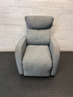 Grey High-Back Fabric 1 Seater Couch — Fair Condition with Visible W - 2ndhandwarehouse.com