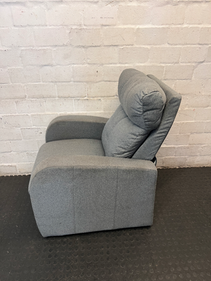 Grey High-Back Fabric 1 Seater Couch — Fair Condition with Visible W - 2ndhandwarehouse.com